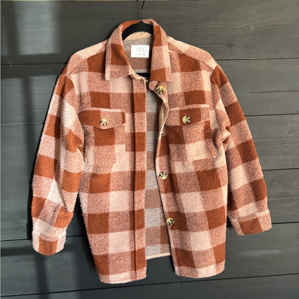Zara Rust/Pink Checkered Jacket/Shacket